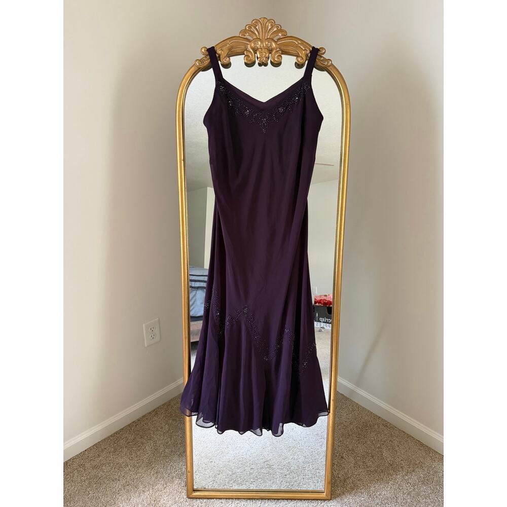 Vintage Y2K 90s David's Bridal Purple Beaded Whimsigoth Dress - Picture 3 of 15